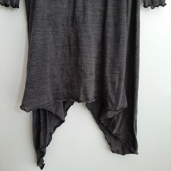 🍒 Open Front w/ Tie Long Fine Knit Cardigan Asymmetric Hem Grey Sz L - Picture 12 of 13